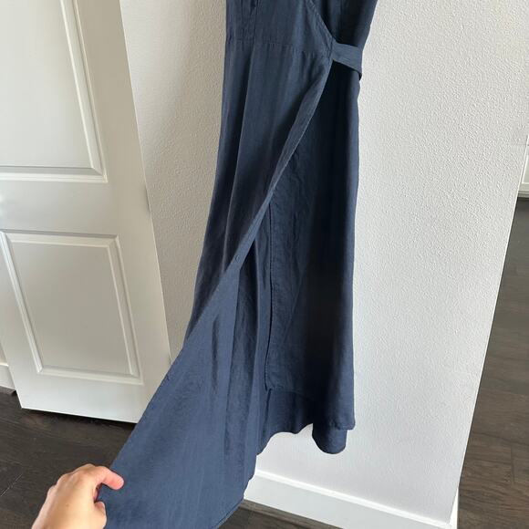 Reformation Maxi wrap Linen Dress Navy Size Small - Picture 4 of 7
